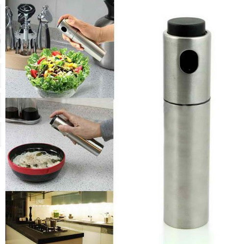 Silver Stainless Steel Olive Pump Spraying Oil Bottle